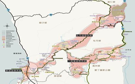 屏東縣落山風風景特定區遊憩系統圖