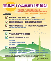 臺北市住宅補貼公告資訊