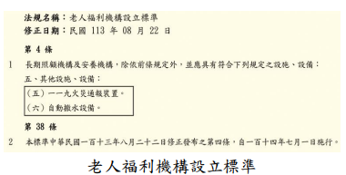 老人福利機構設立標準