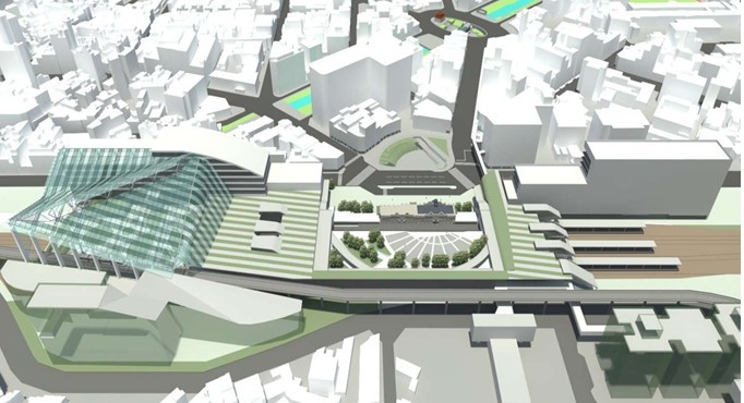 新竹大車站跨站式平台示意圖