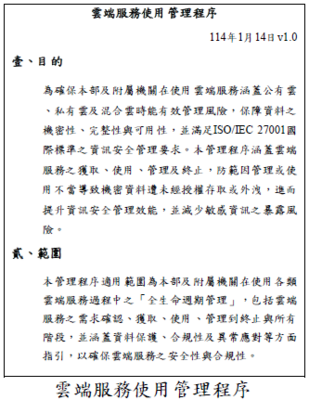 雲端服務使用管理程序