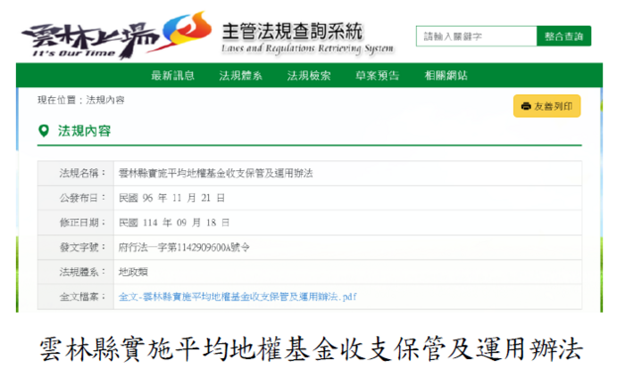 雲林縣實施平均地權基金收支保管及運用辦法