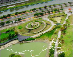 高雄市岡山河堤公園礫間淨化場鳥瞰圖