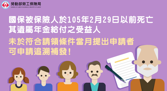 國民年金遺屬年金給付可申請追溯補發.