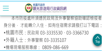 桃園市防疫處所聯絡電話