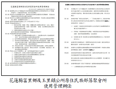 花蓮縣富里鄉及玉里鎮公所原住民族部落聚會所使用管理辦法