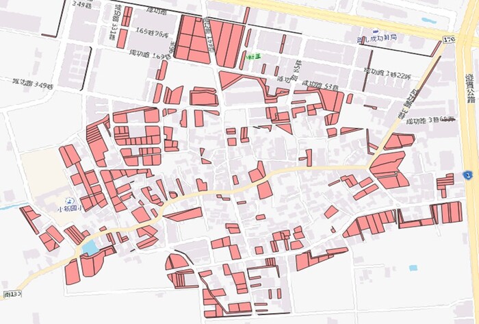 臺南市部分公共設施完竣地區(粉紅色區塊)以田賦課徵情形