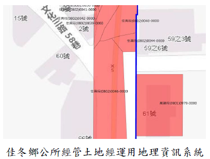 佳冬鄉公所經管土地經運用地理資訊系統Q GIS 軟體查核情形