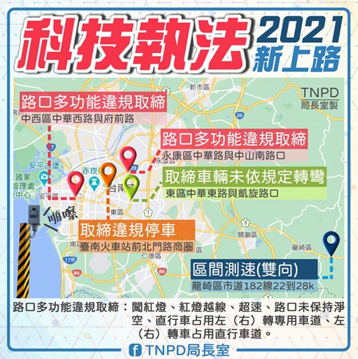 臺南市科技執法類型及地點宣導