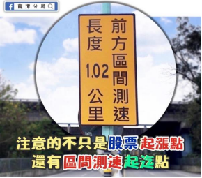 桃園市區間測速科技執法標示