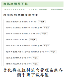 焚化再生粒料流向管理系統各類手冊下載專區