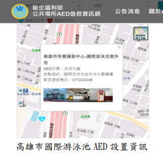 高雄市國際游泳池 AED 設置資訊