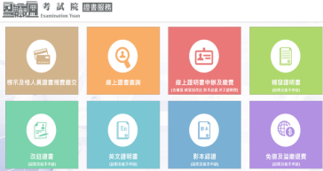 考試院線上證書服務網站畫面