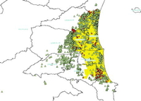民國105年底止宜蘭縣地下水未登錄水井及地下水管制區有效水權分布圖