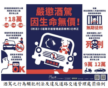 酒駕之行為觸犯刑法及違反道路交通管理處罰條例