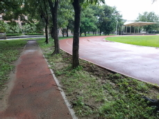 高雄市岡山區壽天國民小學操場跑道與連接地坪高低落差改善後情形