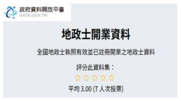 「地政士開業資料」資料集