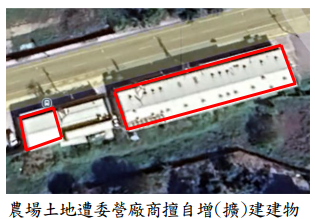 農場土地遭委營廠商擅自增(擴)建建物