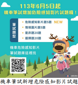 機車筆試新增危險感知影片試題