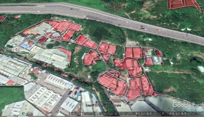 新北市部分適用田賦免徵優惠之土地供作住宅、倉儲及工廠使用空照圖