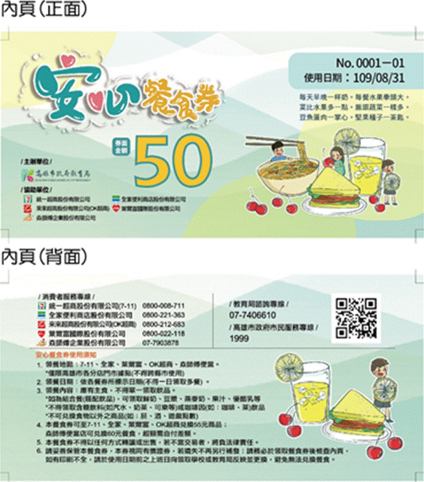 高雄市政府教育局安心餐食券