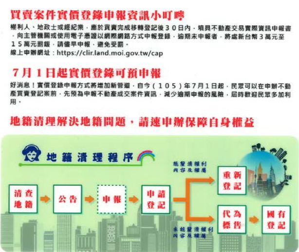 新竹縣實價登錄申報暨地籍清理宣導海報