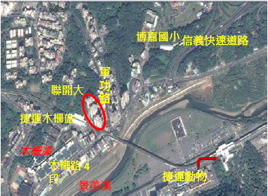 捷運系統木柵線木柵站聯合開發大樓空照圖